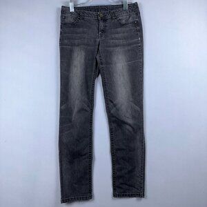 Cache Skinny Jeans Women Size 6 Low Rise Beaded Back Pockets Charcoal Wash Black